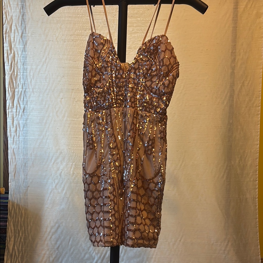 Windsor Sequin Mini Dress with Crew Neck